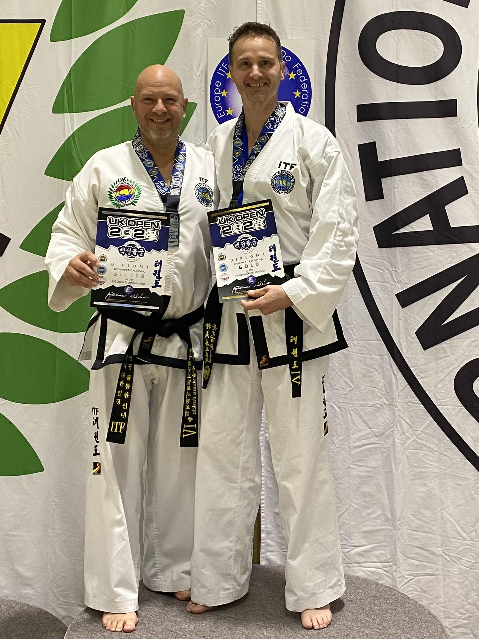 Shaun Parkin (Silver) and Reuben Thorley (Gold) 45years Veterans 4th Dan Patterns 